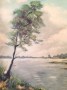 Paisaje con Lago y Cabaña de los años 30